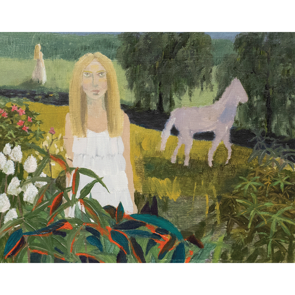 NIGHT GARDEN, OIL AND COLOURED PENCIL ON CARDBOARD, 33x25CM, 2021-2023