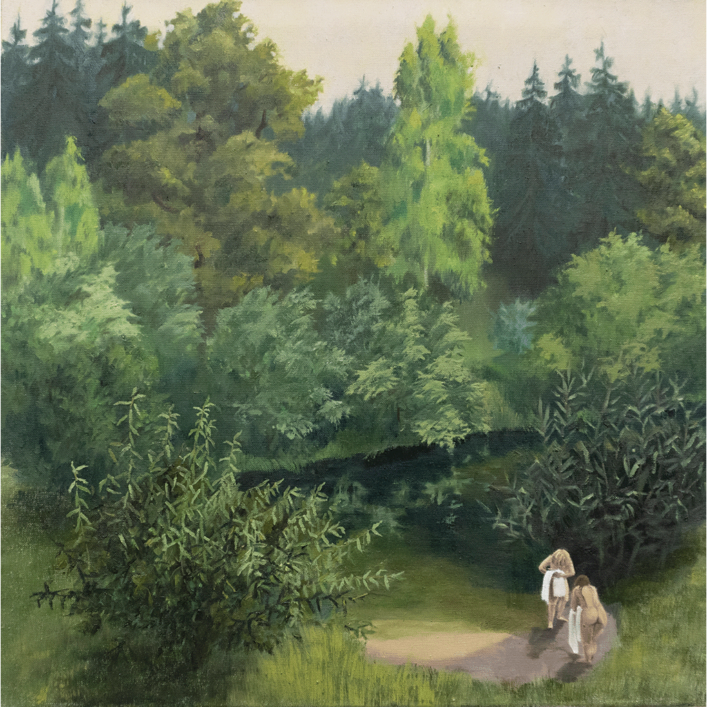 WOMEN IN BATH, OIL ON CANVAS, 81x81x2cm, 2023