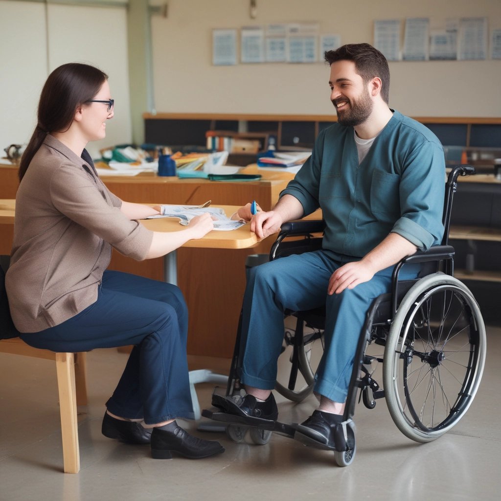A group of children and adults are holding up various signs advocating for disability rights and inclusion in sports. The signs have messages like 'We want unified sports in the Paralympics to mainstream disability,' 'Support disability rights,' 'Don't look at the less, look at the records,' and 'Yes I can.' The participants are wearing blue shirts with orange and red lettering and are standing on an outdoor street with trees and buildings in the background.