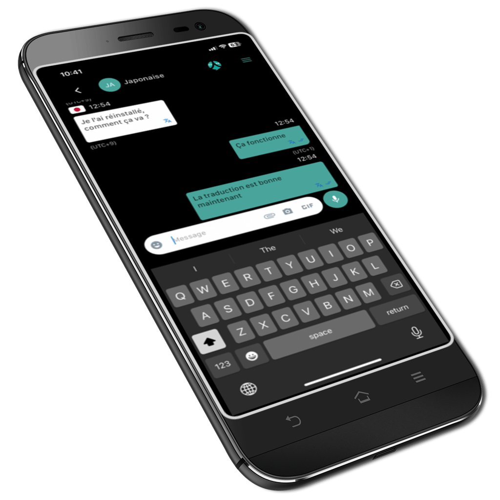 Phone mockup with Ohaio Messagerie app working