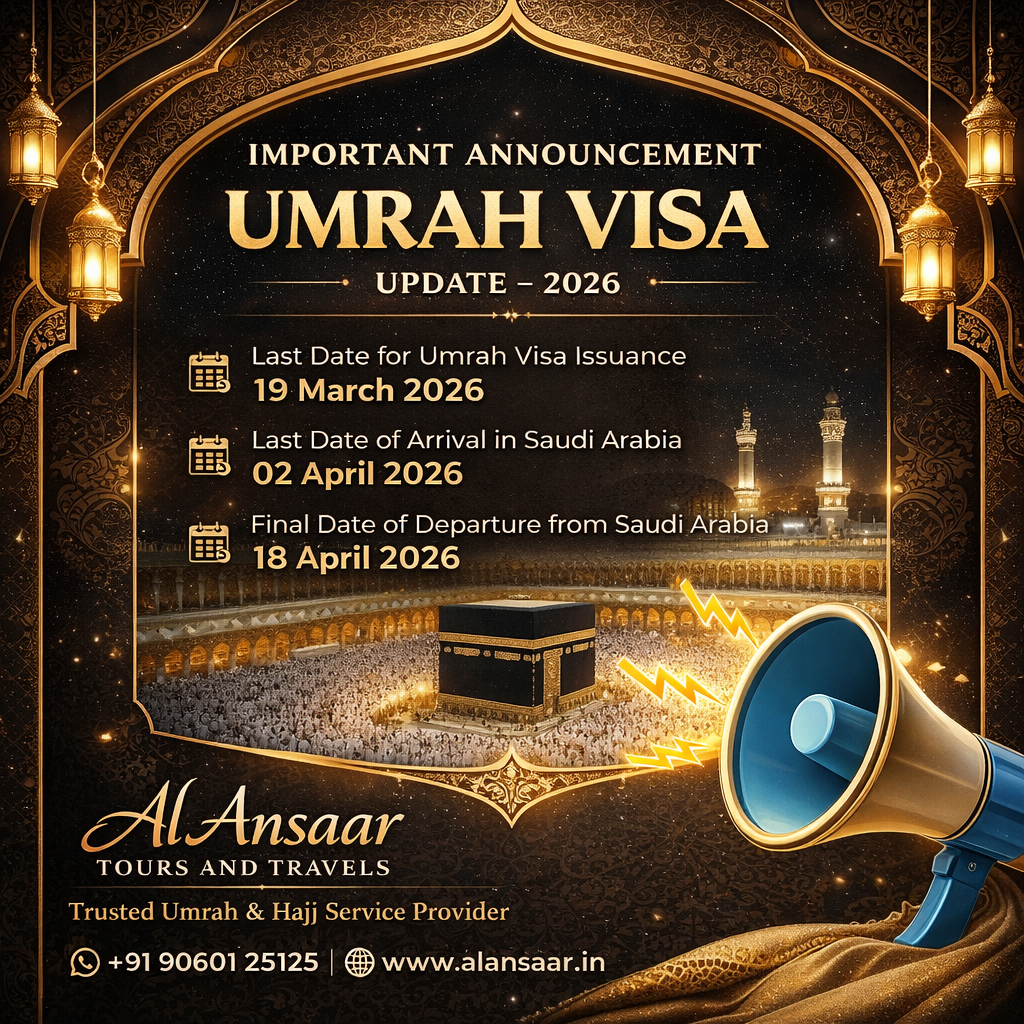 Ramzan Umrah visa 2026 last date announcement by AL ANSAAR TOURS AND TRAVELS