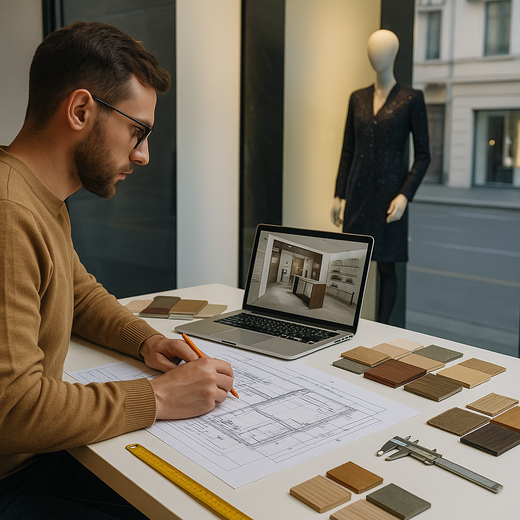 Progettazione allestimenti boutique e corner con designer, grafici e artigiani"