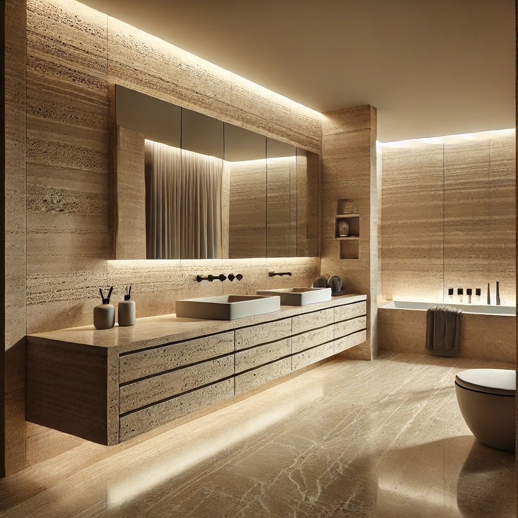 Travertine tiles for bathroom light classic Italian natural stone