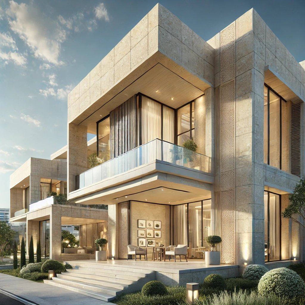 Travertine panels for facades light cream natural stone design