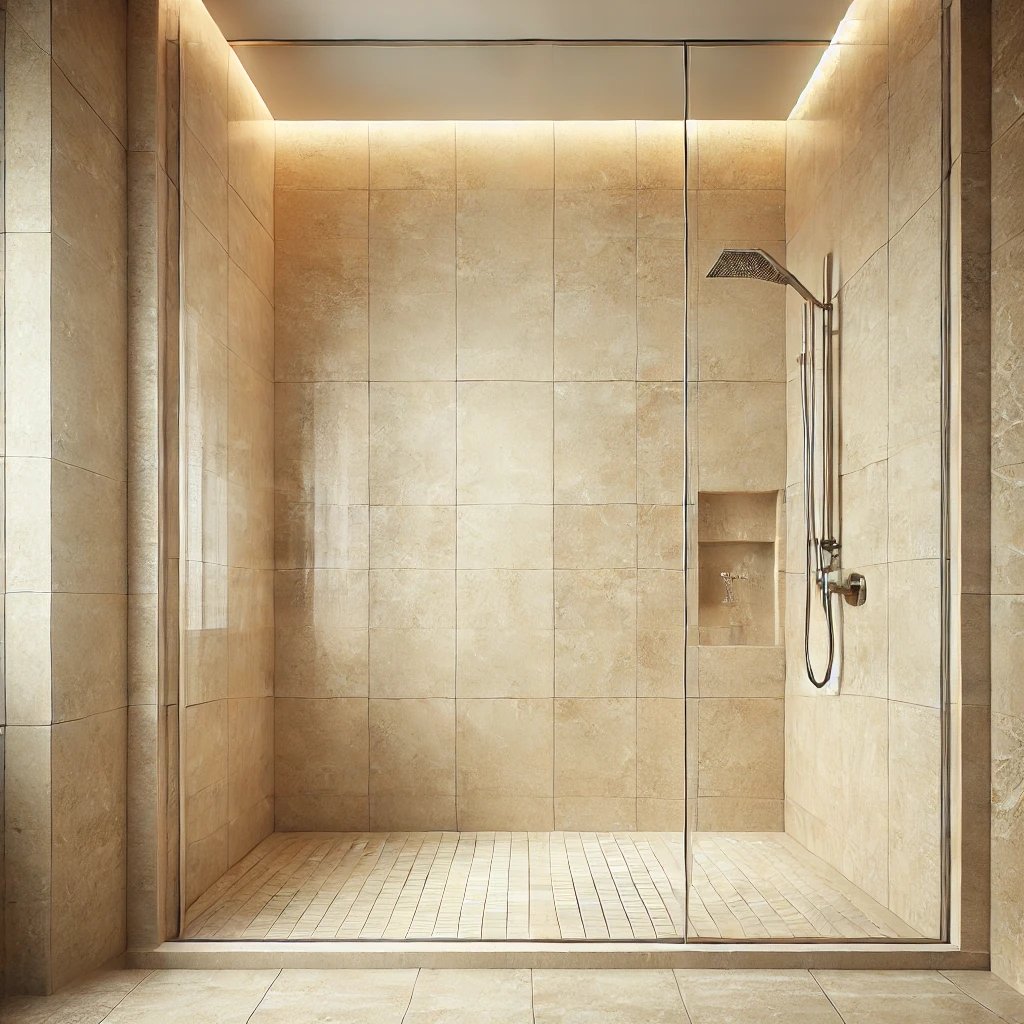 Travertine shower light cream ivory natural stone