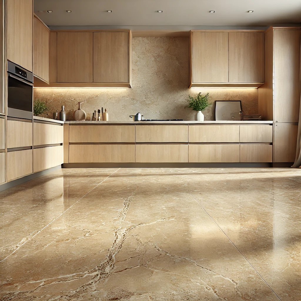 Travertine tiles in the kitchen classic light natural stone luxury Italian