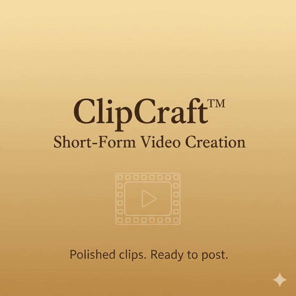 ClipCraft™ is short-form video creation, done for you.