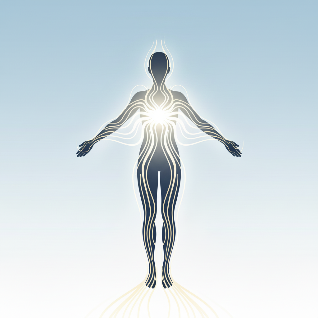 Illustration de l'énergie vitale qui circule à l'intérieur d'un corps humain