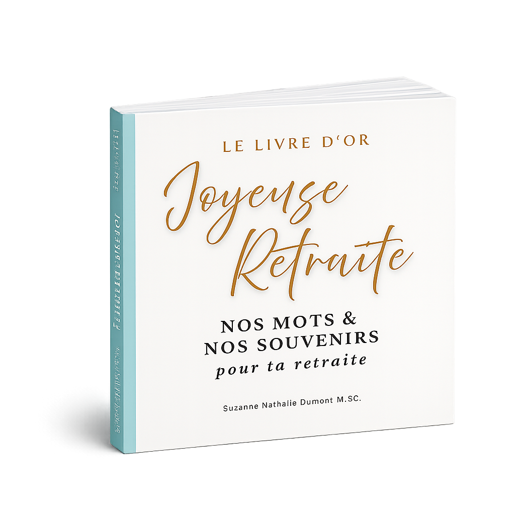 couverture du livre d'or inscrit Joyeuse Retraite, no mots, nos souuvenirs