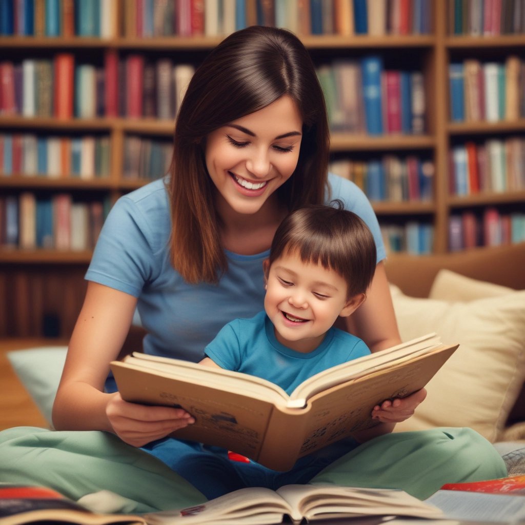 A cozy reading nook filled with chapter books for young readers.