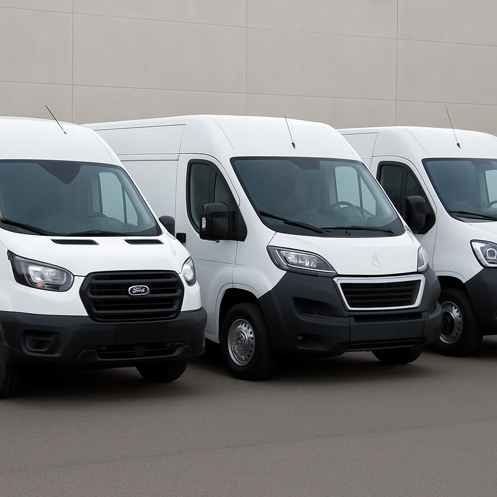 Black rental van driving on a mountain road for van rental services in Berga and Cerdanya.