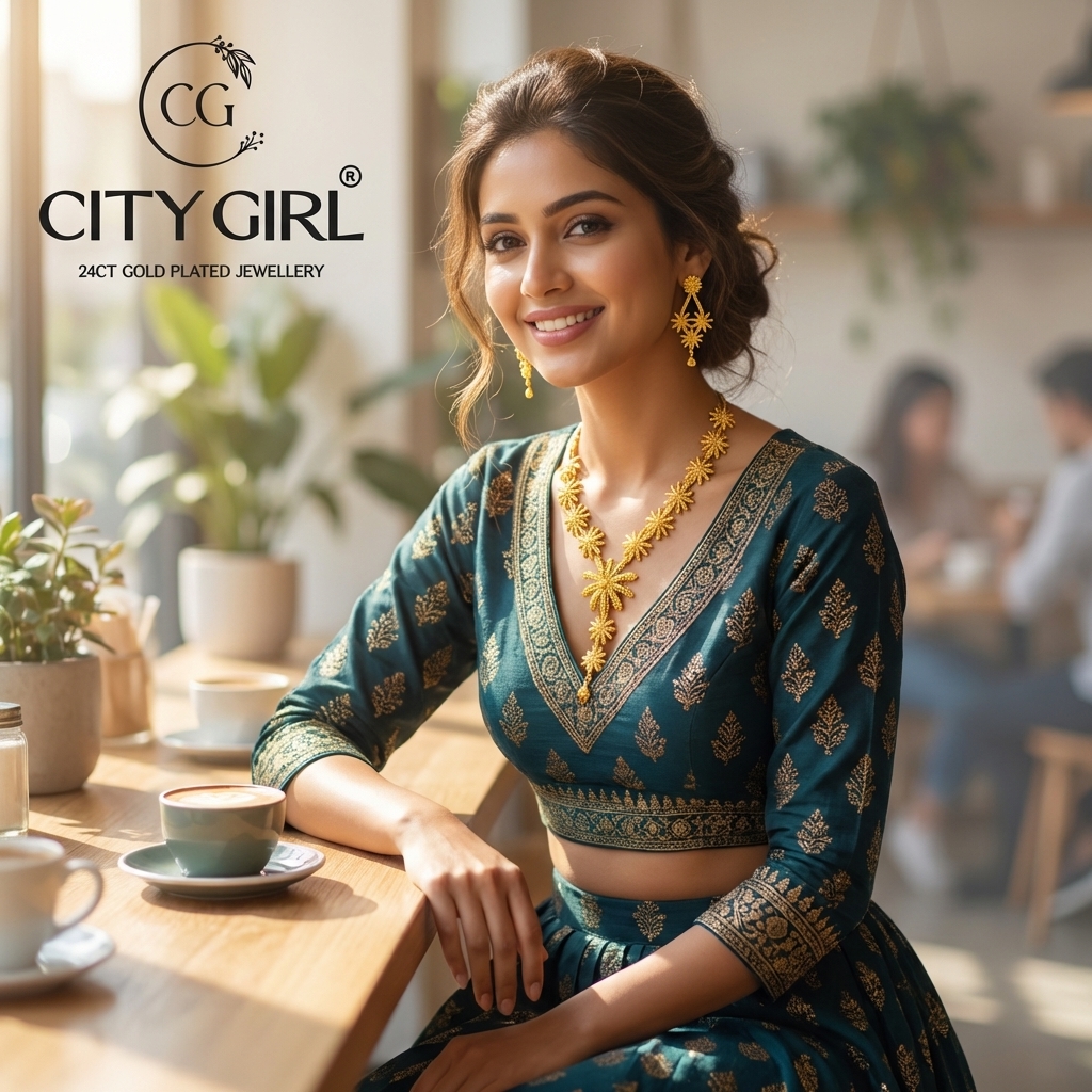 City Girl Jewellery - 6monthsguaraunteejewellery- 18 Carat Gold Plated  - Bridal Wear - Necklace Set