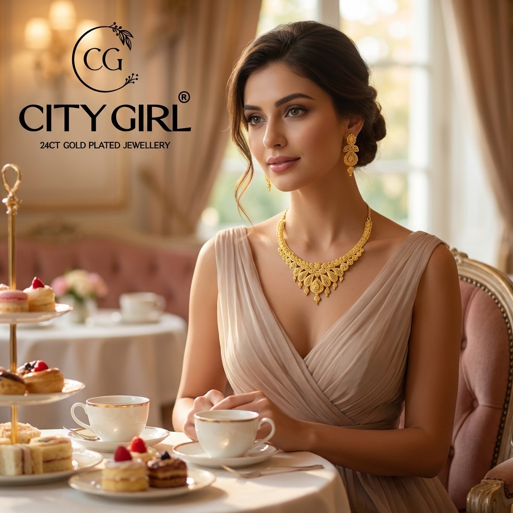 City Girl Jewellery - 6monthsguaraunteejewellery- 18 Carat Gold Plated  - Bridal Wear - Necklace Set