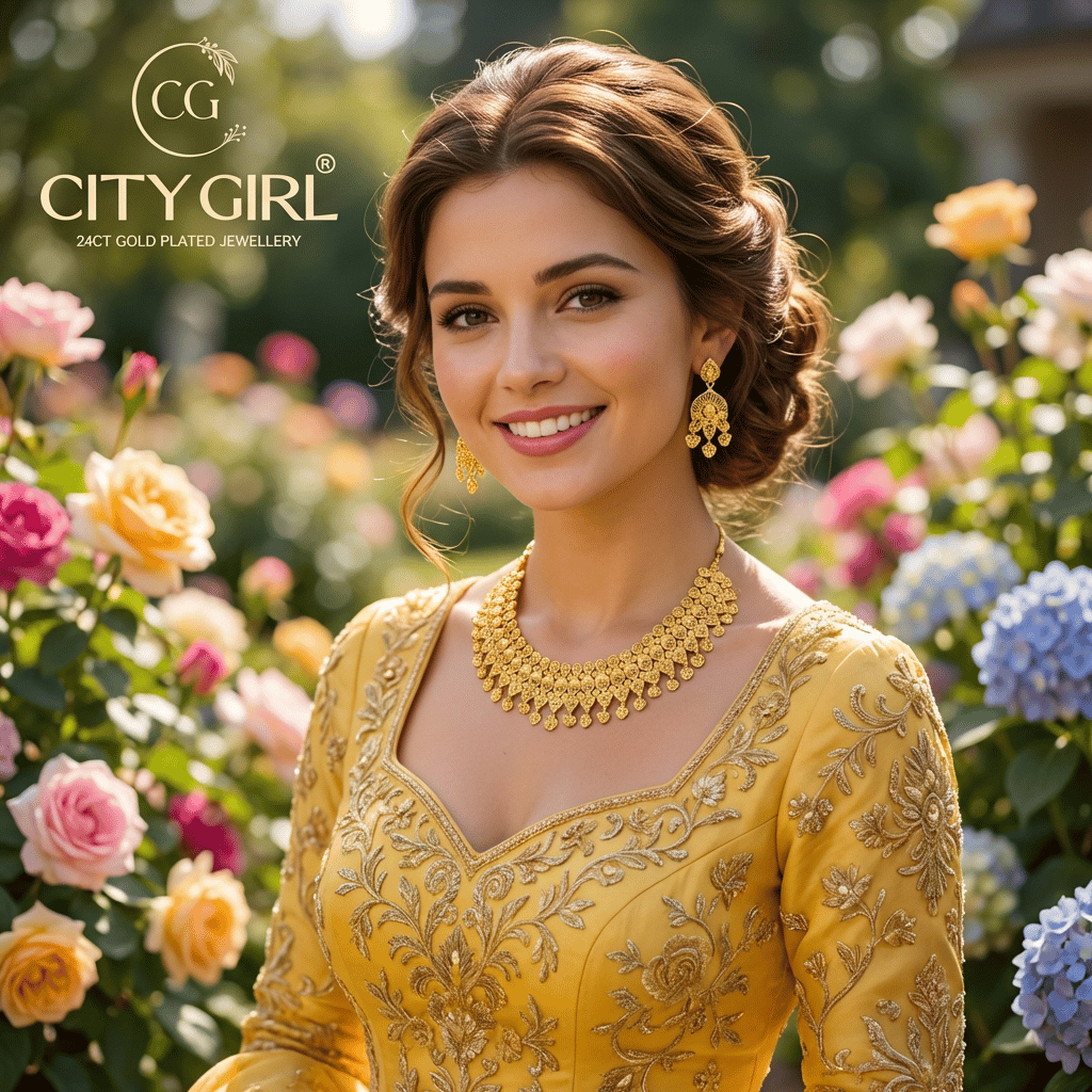 City Girl Jewellery - 6monthsguaraunteejewellery- 18 Carat Gold Plated  - Bridal Wear - Necklace Set