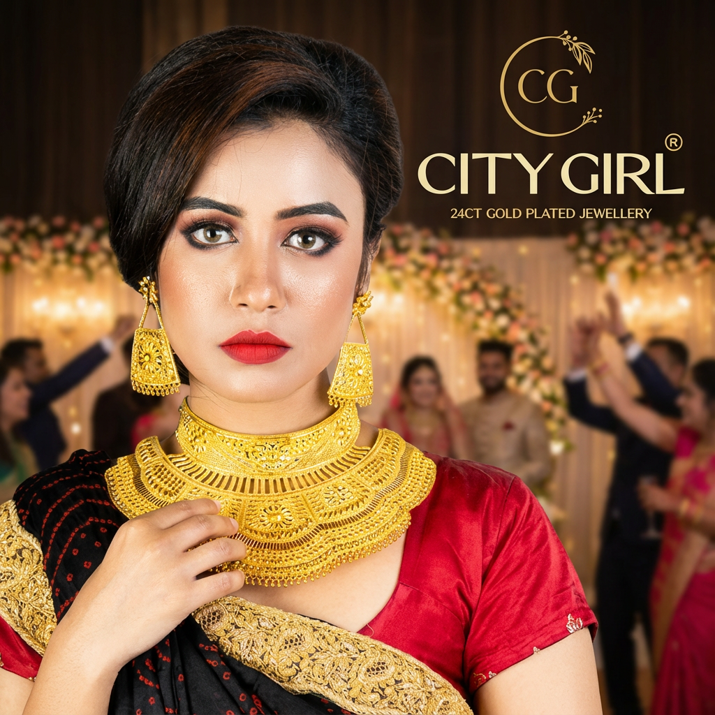 City Girl Jewellery - City Gold Jewellery -18Carat Gold Plated Bridal Wear Party Wear Daily Wear