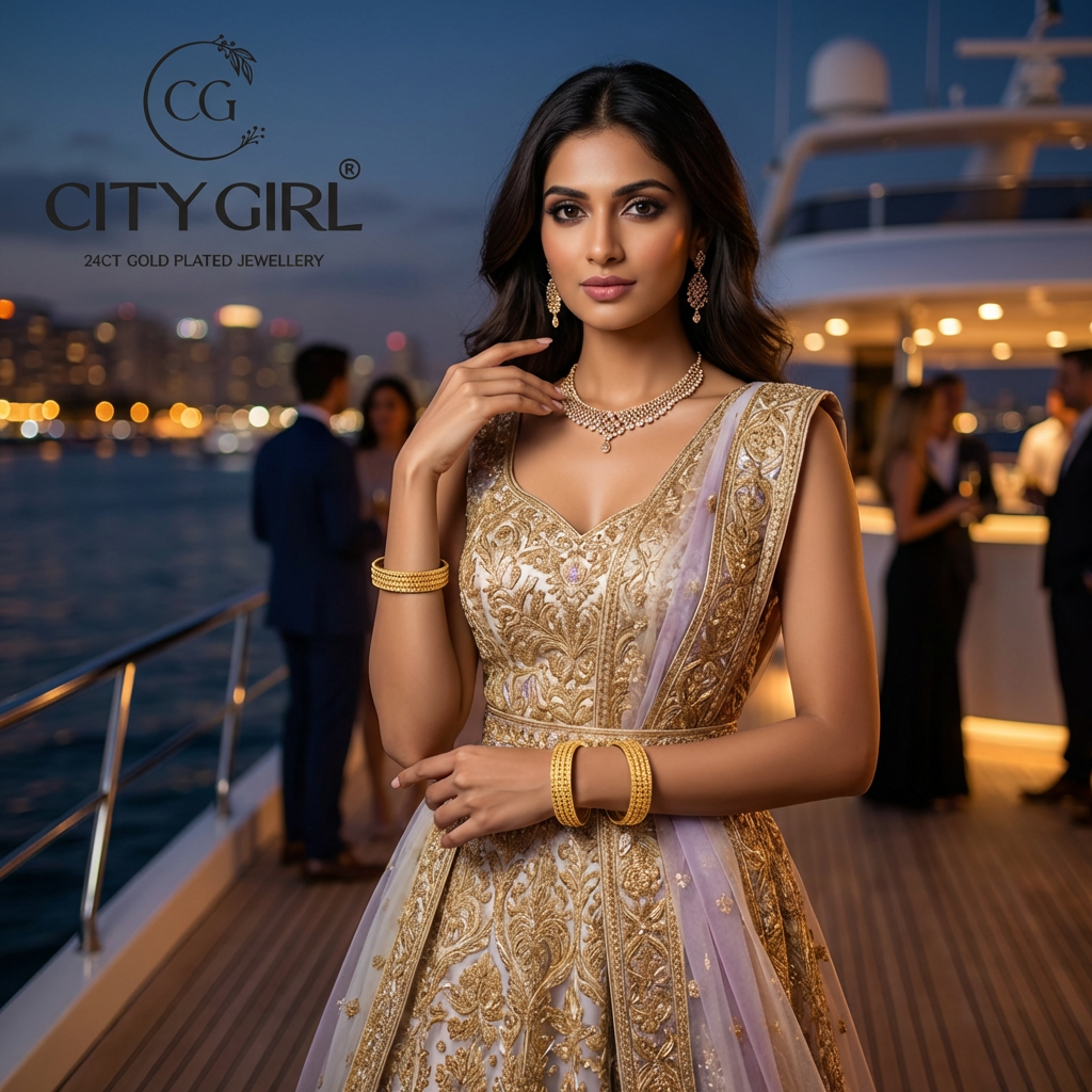 City Girl 18Carat Gold Plated - Anti-Tarnish Bridal Bangles Sets Party Wear - CityBangles.com
