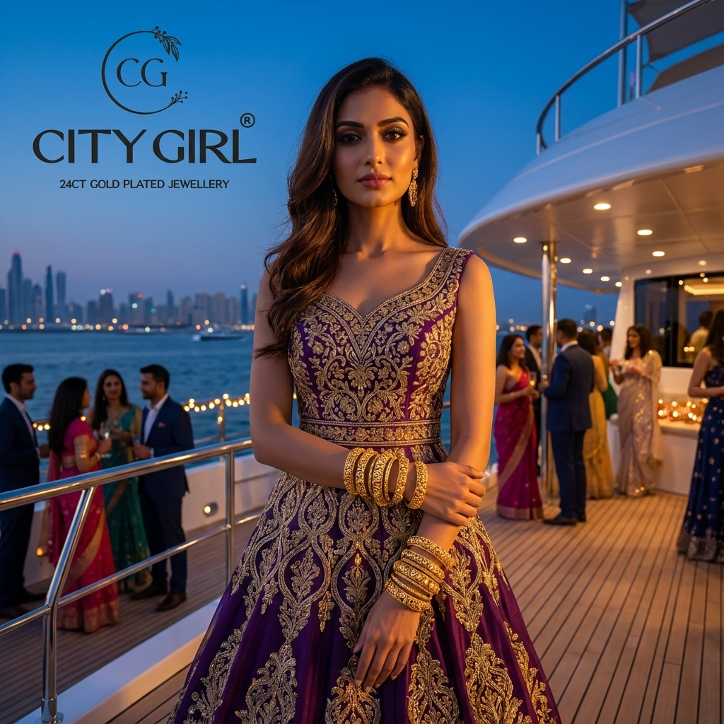 City Girl Jewellery - Anti-Tarnish Bridal Bangles Sets for Women - Gold Plated - CityBangles.com