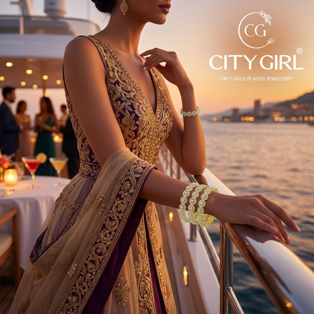 City Girl 18Carat Gold Plated - Anti-Tarnish Bridal Bangles Party Wear for Women - CityBangles.com