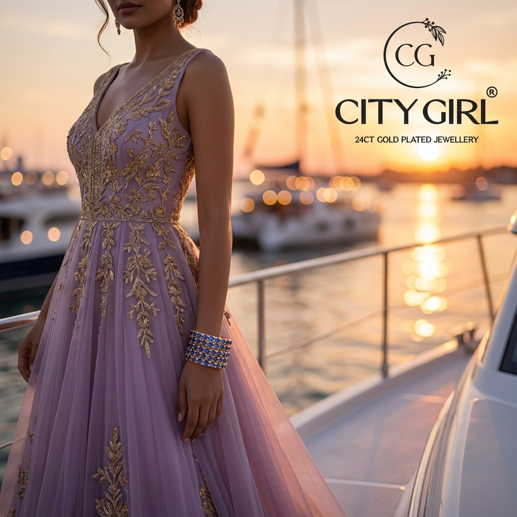 City Girl 18Carat Gold Plated - Anti-Tarnish Bridal Bangles Sets with CZ Stones - CityBangles.com