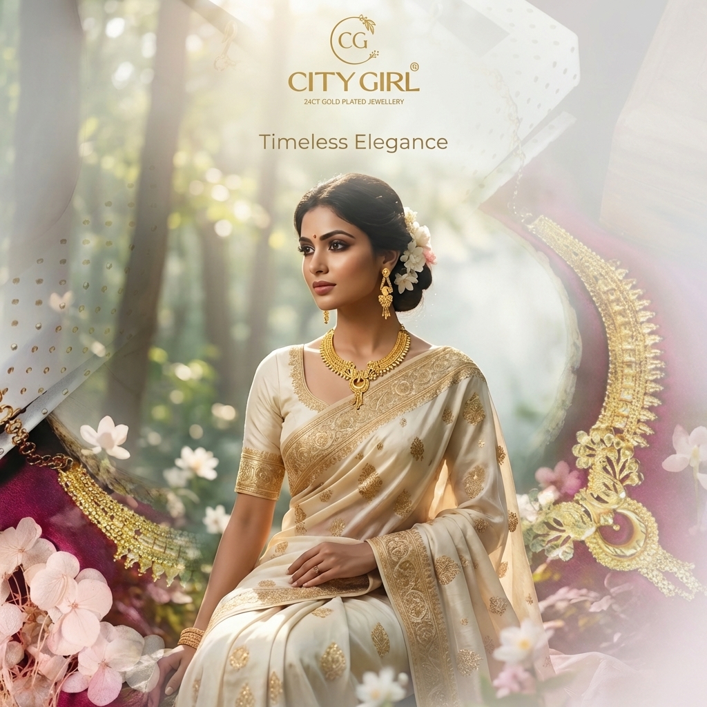 18K gold-plated bridal necklace and earring set — traditional Indian bridal wear City Girl Jewellery