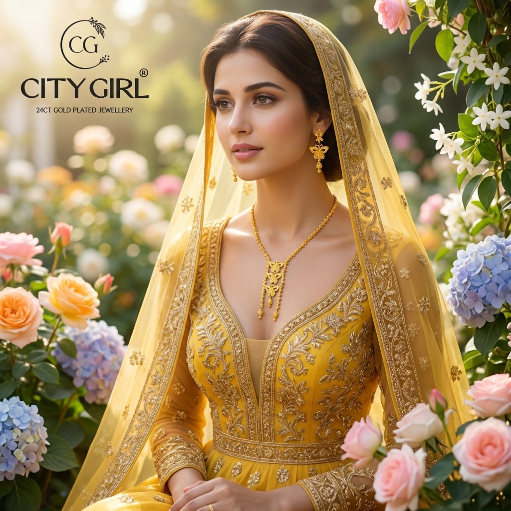 Gold-plated statement necklace India cocktail evening wear — occasion wear women City Girl Jewellery