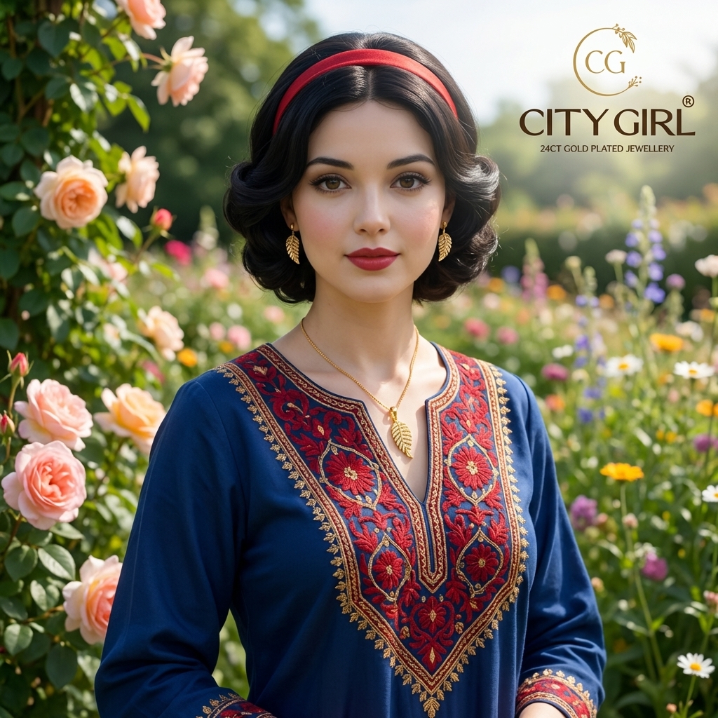 18K gold-plated Daily wear necklace set with AD stones — handcrafted leaf design City Girl Jewellery