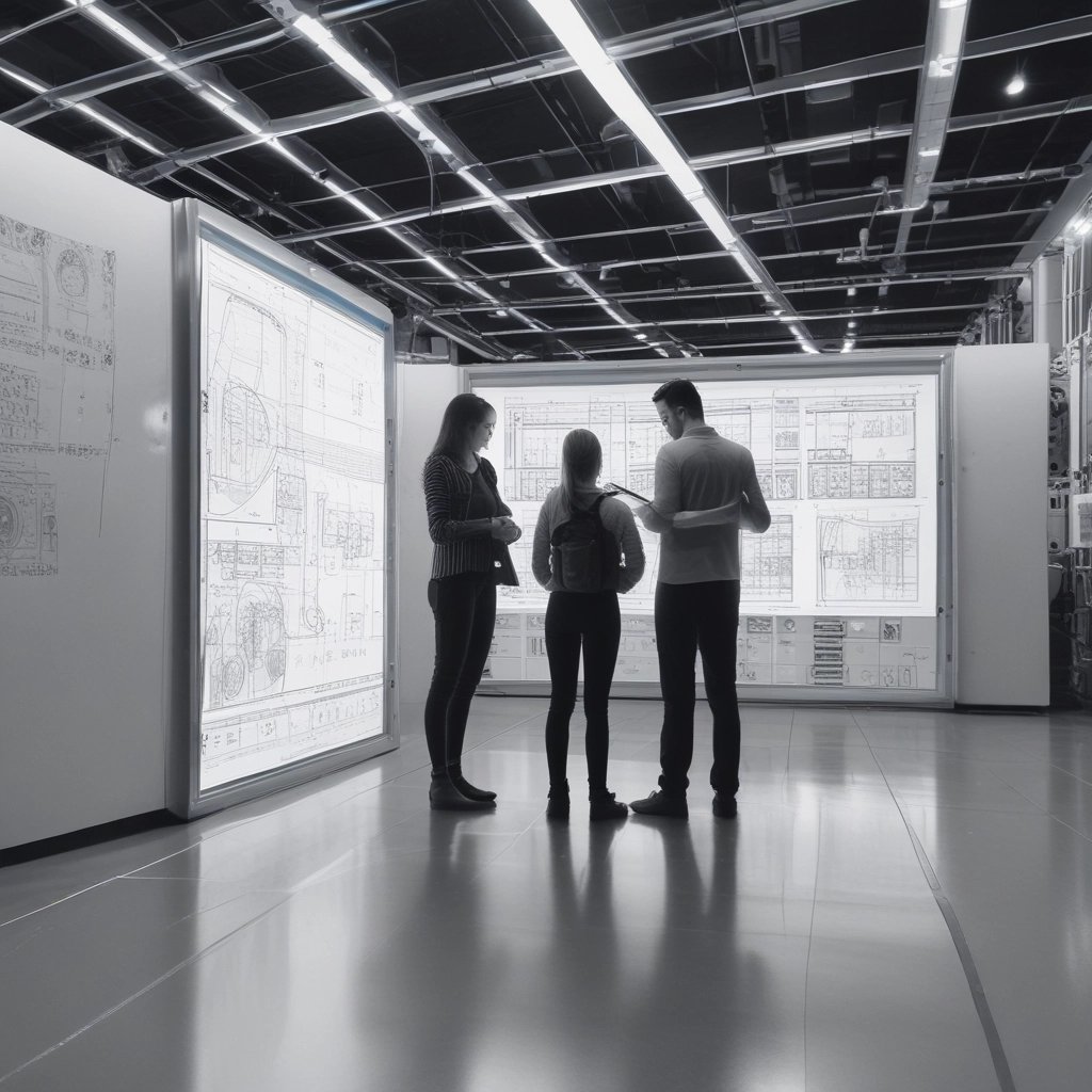 Robotic arm assembling components with precision under bright factory lights.