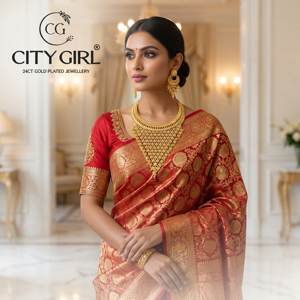 City Girl Jewellery - Best imitation Jwellery - 18 Carat Gold Plated  - Bridal Wear - Necklace Set