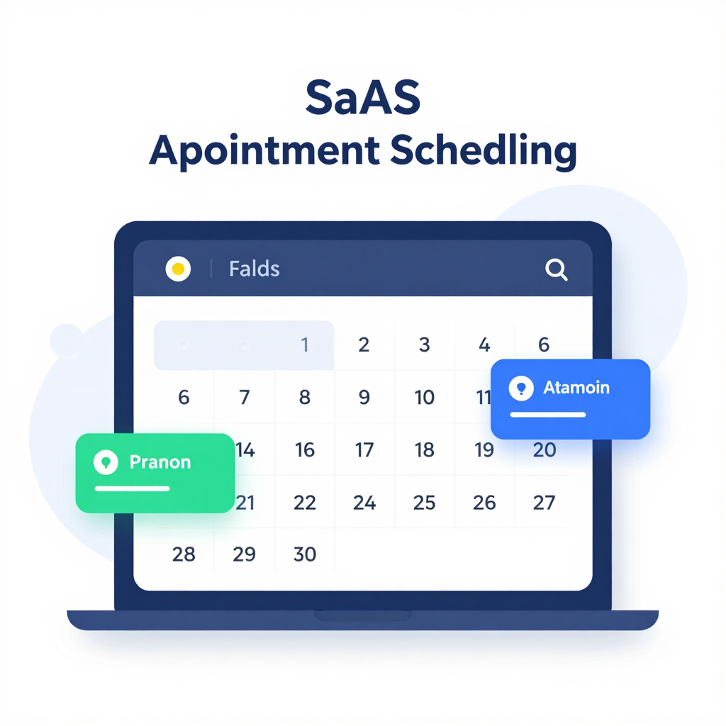 A friendly medical receptionist using a laptop with a calendar app showing appointment slots.