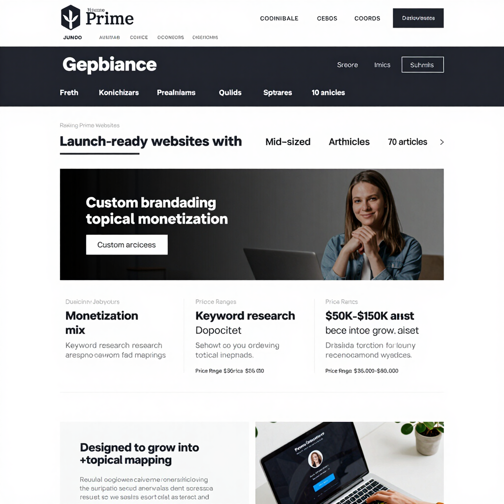 A sleek starter website homepage showcasing clear navigation and monetization features.