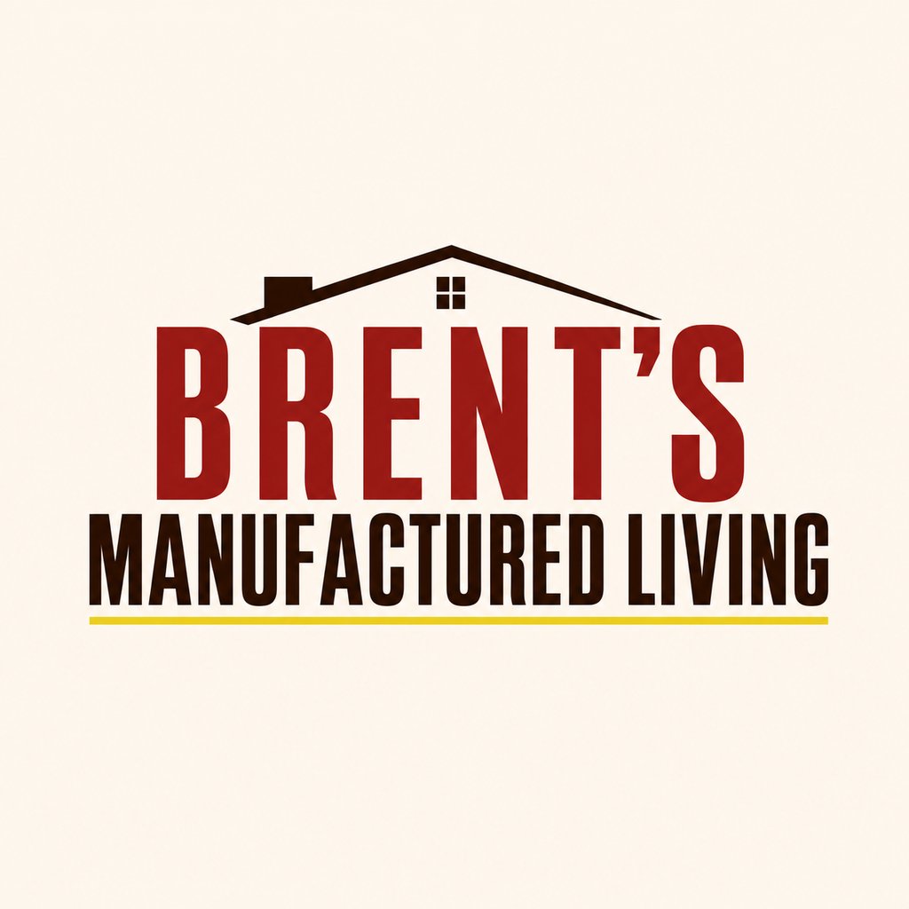 Brent's Manufactured Living logo featuring red and black typography with a house roof icon and yellow underline.