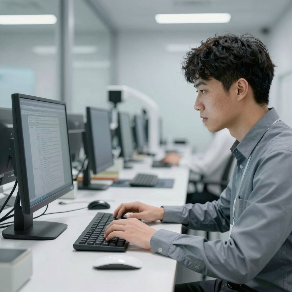 A group of diverse professionals engaged in a hands-on training session with technical equipment.