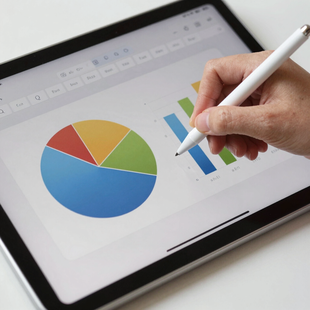 Close-up of hands designing custom digital illustrations on a tablet with vibrant colors.