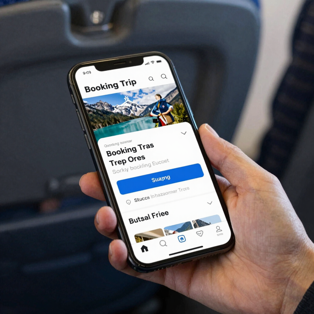 Close-up of a hand clicking 'add to cart' button on a travel booking website.