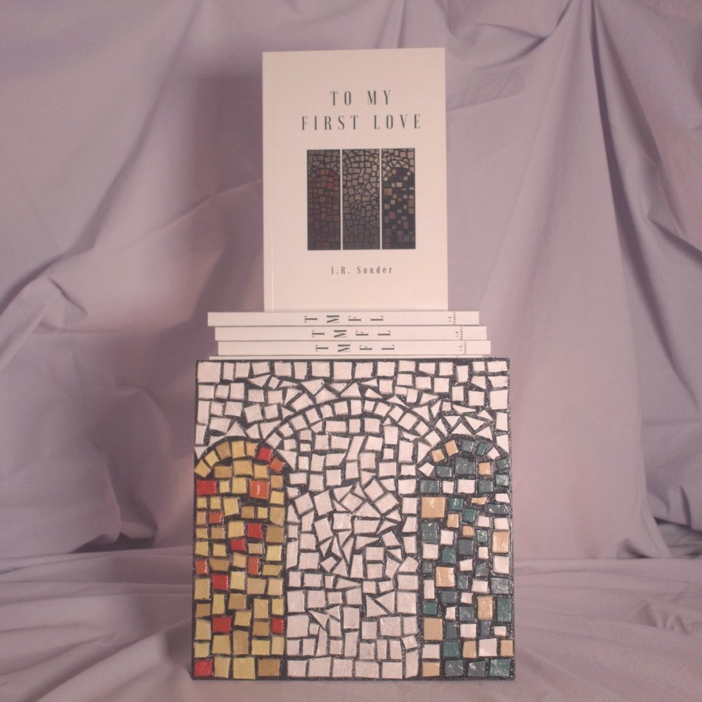 The mosaic that J.R. Sonder made for her book, To my First Love (TMFL).