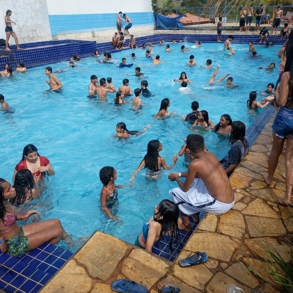 Piscinas do Clube AQUA para passeios escolares em Cidade Ocidental perto de Brasília