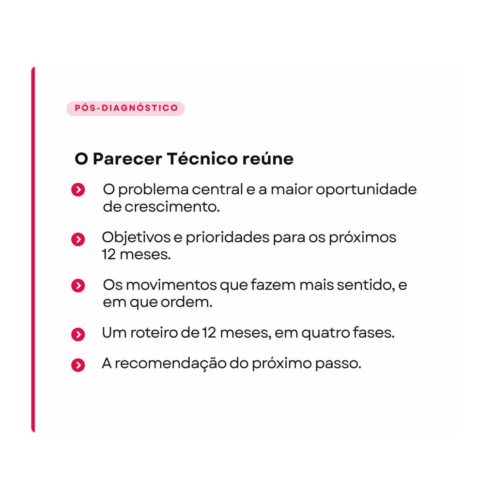 Card com os itens do Parecer Técnico