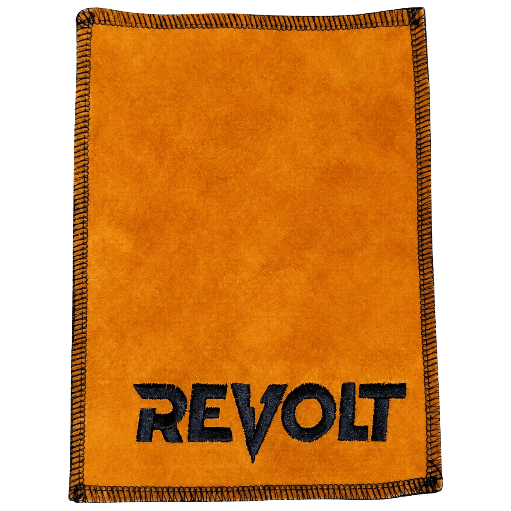 Orange rectangle shammy pad with absorbent leather surface