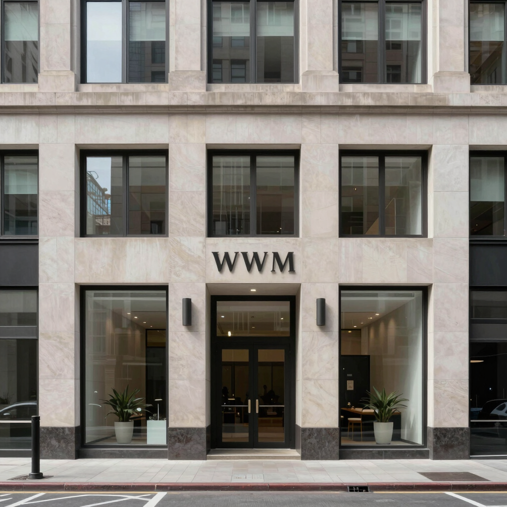 Minimalistic illustration showing digital banking icons connected by smooth lines on a light gray background.