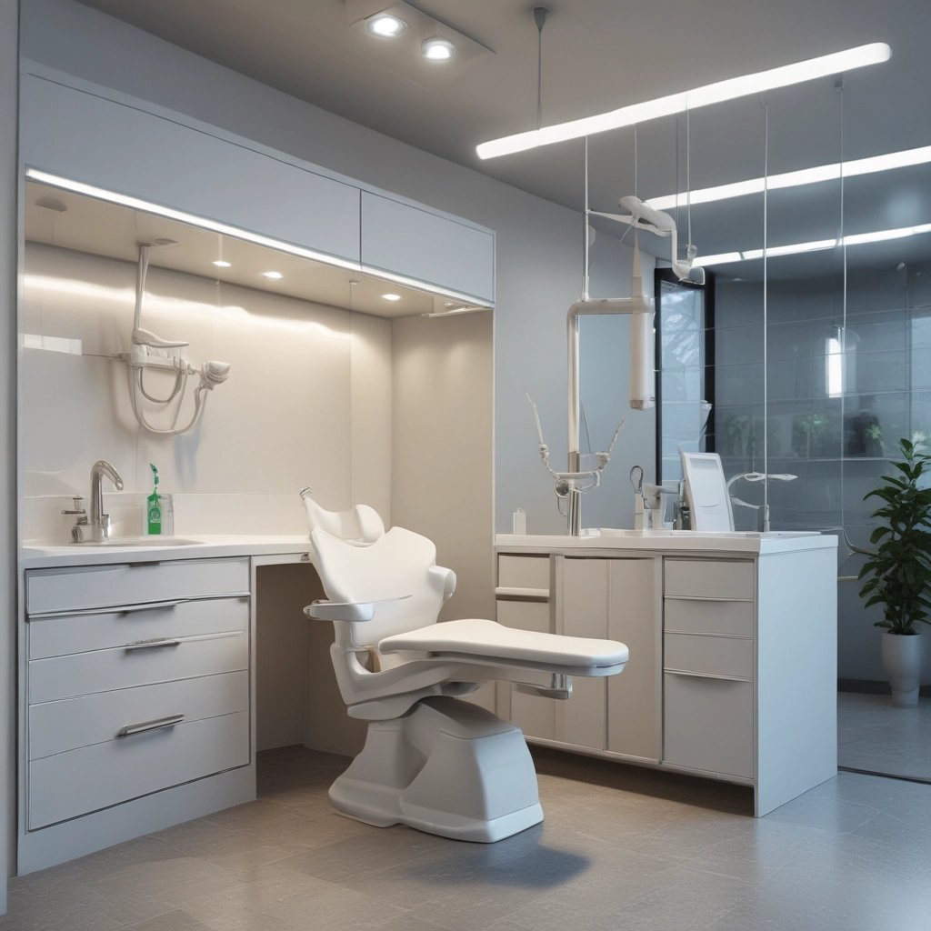 Modern dental clinic interior with a dentist consulting a patient in Casablanca.