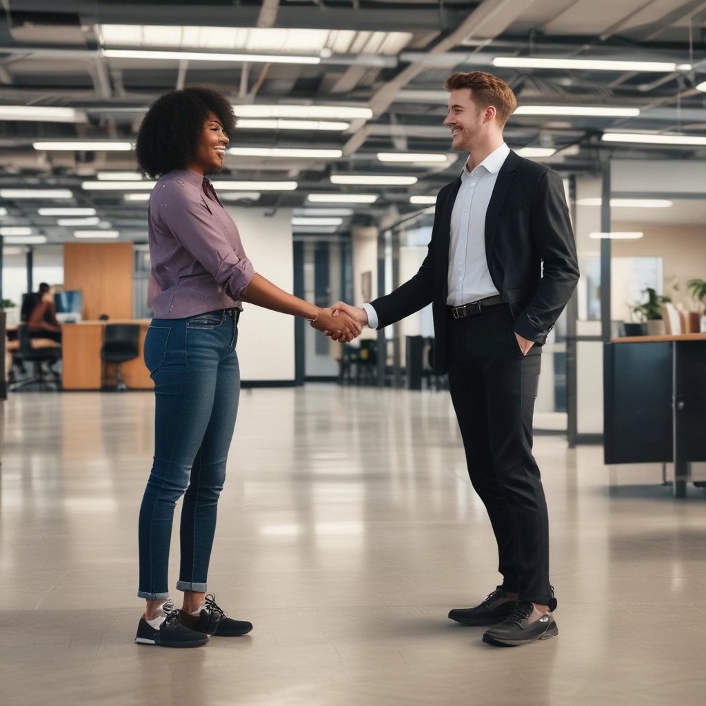 A busy office scene showing recruiters reviewing resumes and conducting interviews.