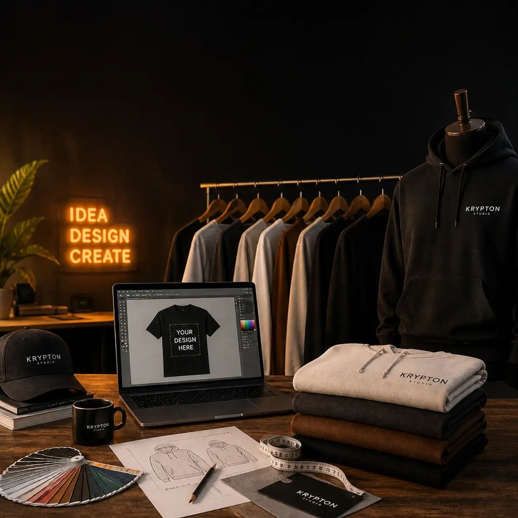 Custom apparel design studio with hoodies, and Oversized T-Shirts Krypton Studio India