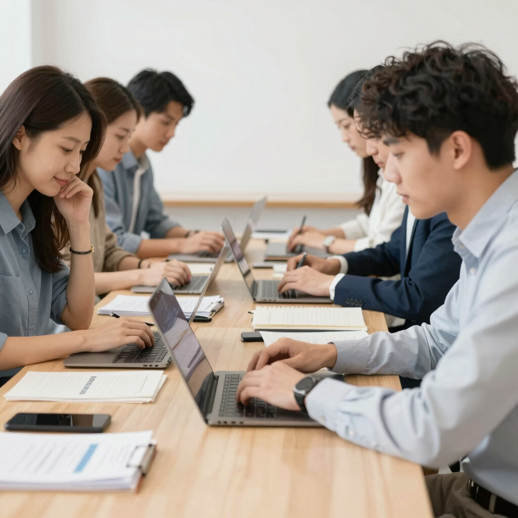 a few people working at a table