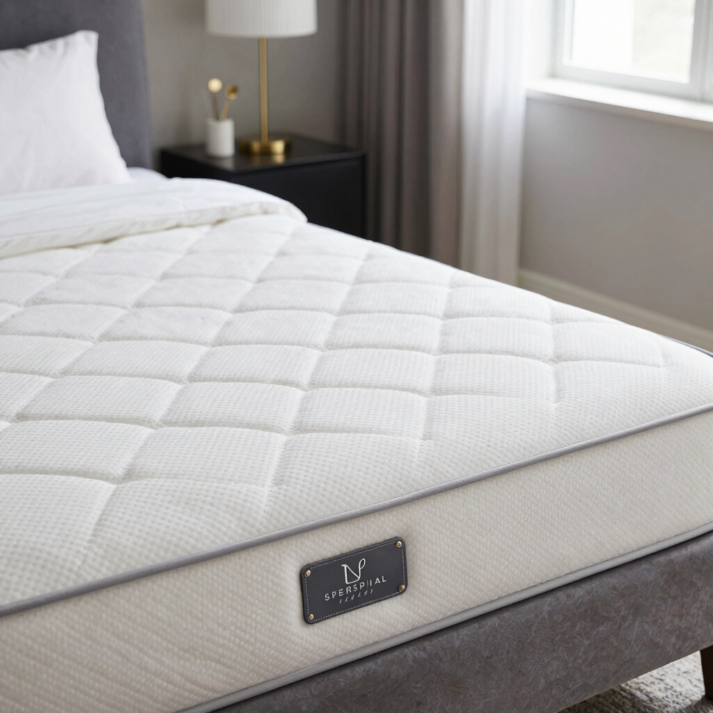 A pristine white mattress being carefully cleaned and disinfected in a vintage-style room.