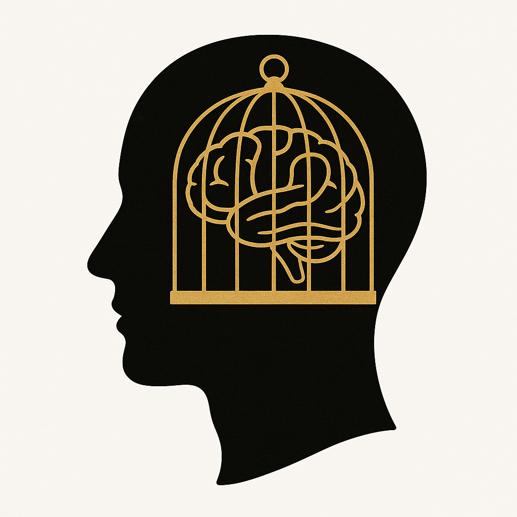 Illustration symbolique du conditionnement de la peur : un cerveau enfermé représentant les mécanismes inconscients qui influ