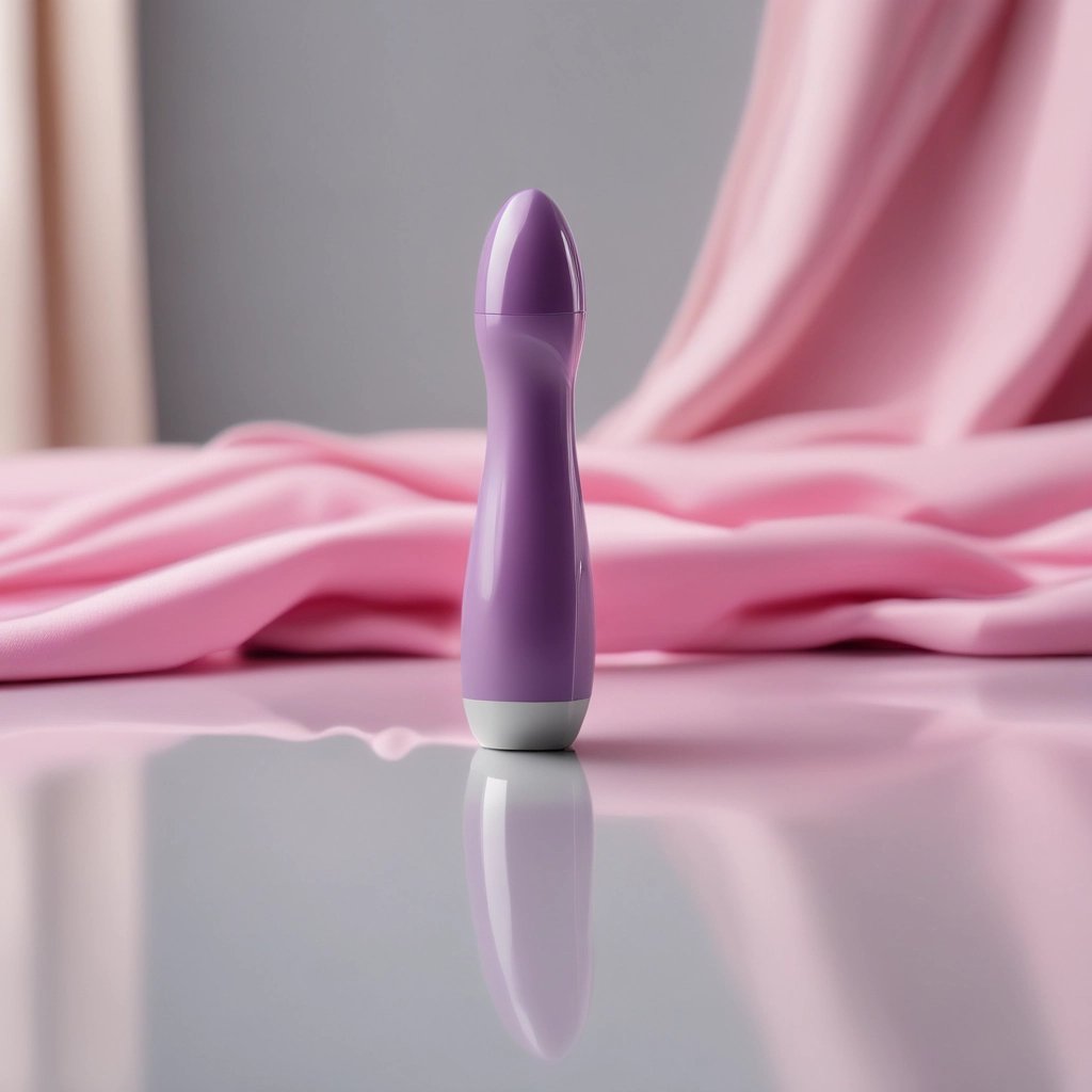 A sleek black and burgundy themed banner showing subtle silhouettes of sensual products in a minimalist style.