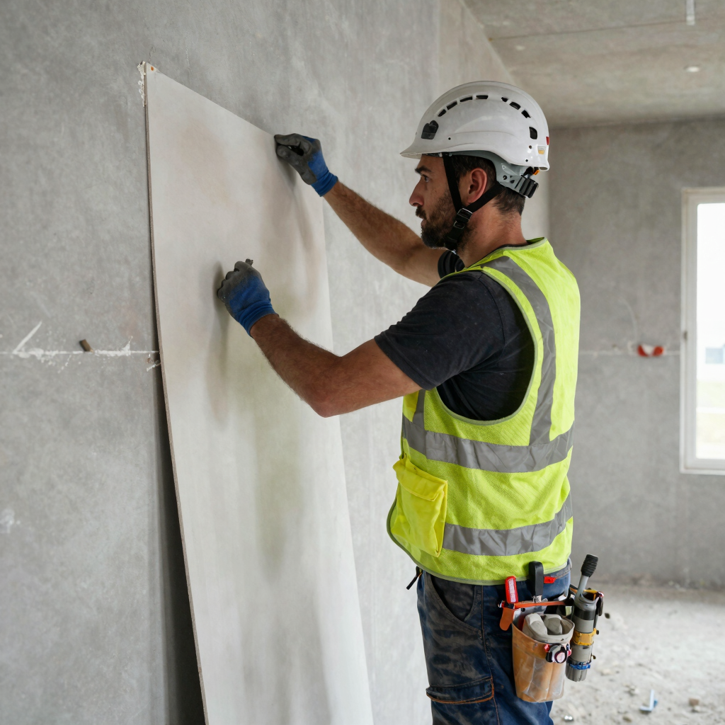 Clean and colorful website layout for a painter and drywall business, highlighting services and customer testimonials.