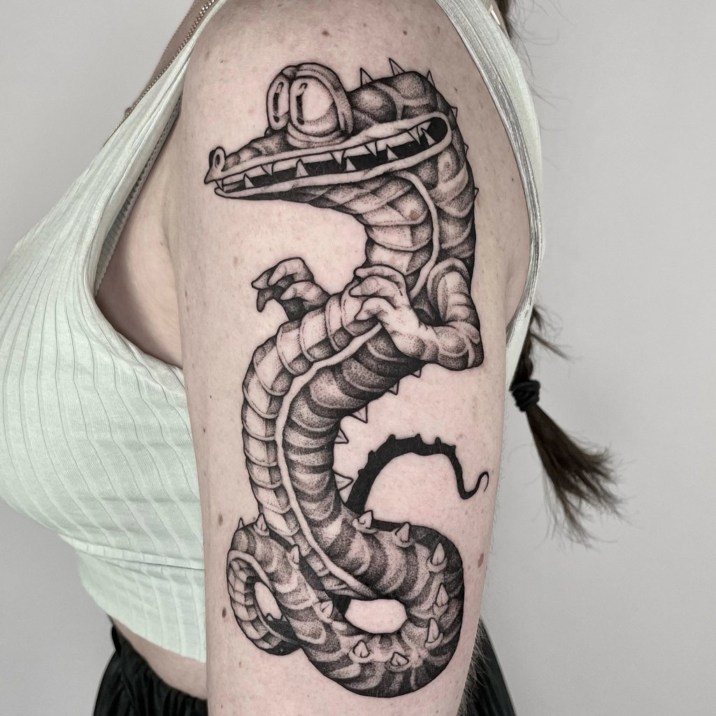 Tatouage de crocodile serpent à Big Foot Bayonne