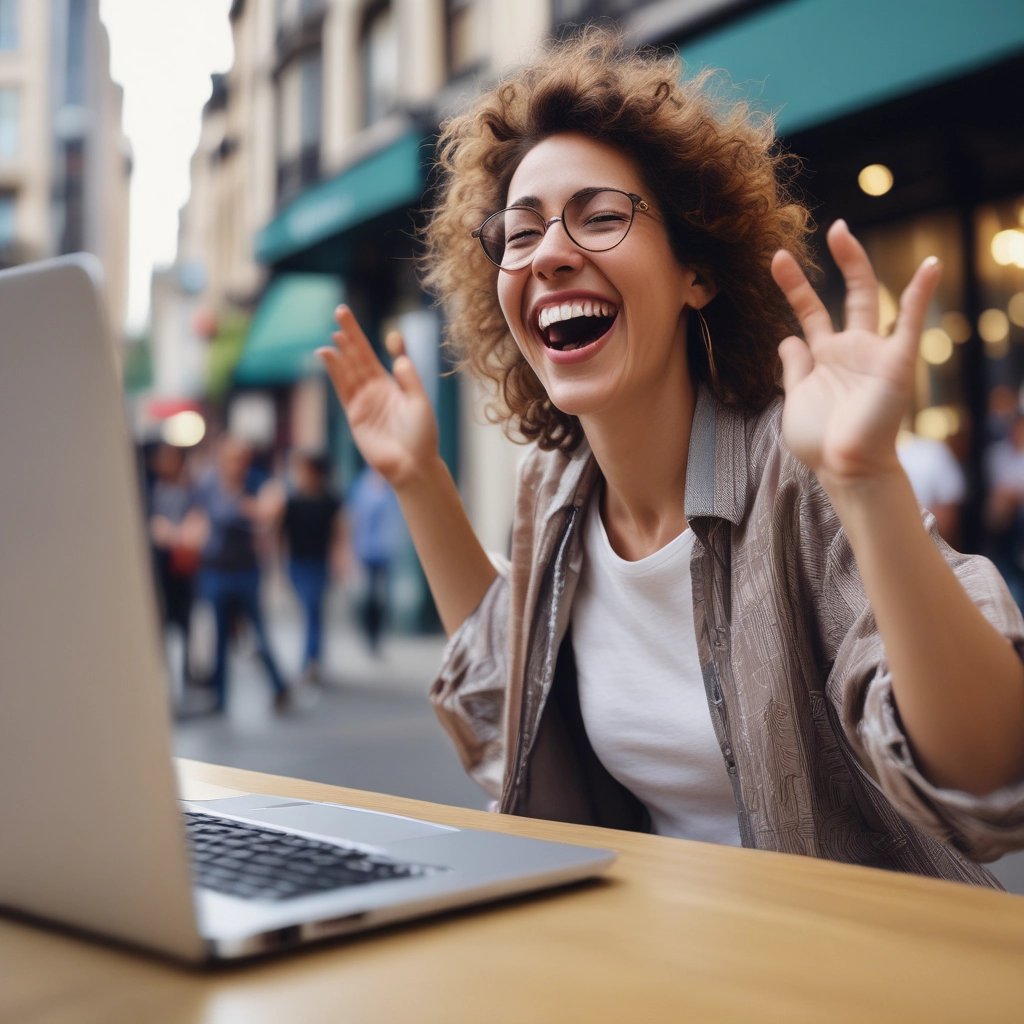 A seller happily packing orders ready to ship.