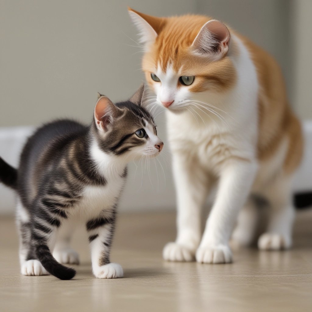 a black and white cat sitting on top of a blue chair